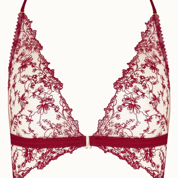 Tisja Damen 'Gaia' 4 piece set, bralette, brief, collar & garters, Red, S / M - Picture 4 of 16